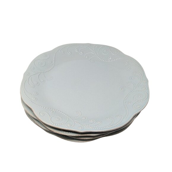 New Lenox French Perle Ice Blue 11" Dinner Plates Set of 4 - Picture 3 of 7